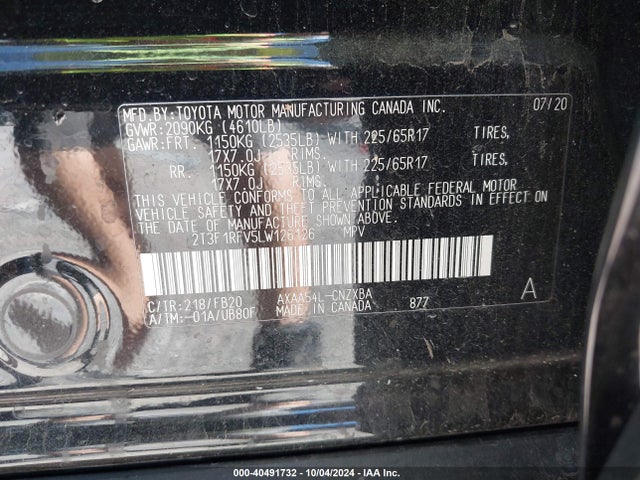 Toyota RAV4 LE 2020 2T3F1RFV5LW126126 Image 9