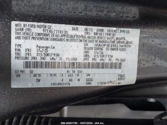 Ford FOCUS SE 2014 1FADP3F25EL141570 Image 9