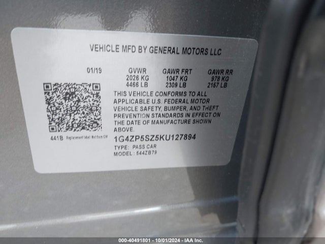 1G4ZP5SZ5KU127894 Buick Lacrosse Fwd Essence