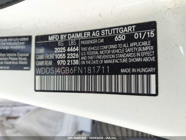 WDDSJ4GB6FN181711 Mercedes-Benz CLA 250 4MATIC