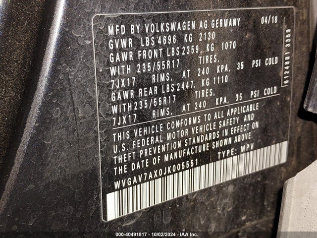 WVGAV7AX0JK005551 Volkswagen Tiguan Limited 2.0t