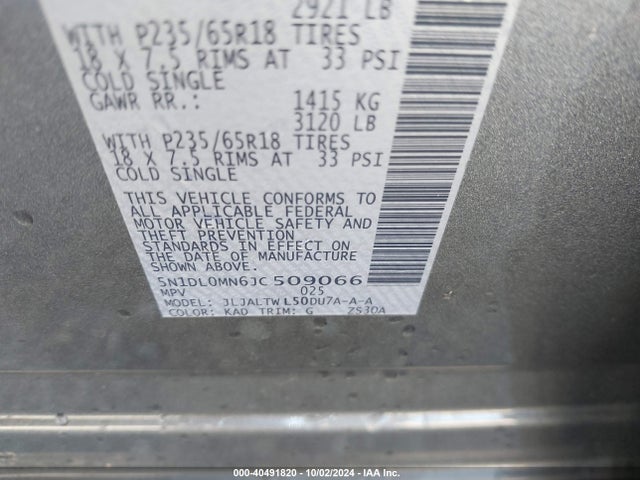 5N1DL0MN6JC509066 Infiniti QX60
