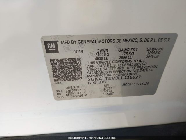 3GKALTEV3LL115527 GMC Terrain Awd Sle