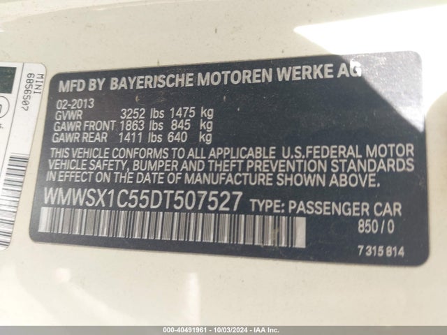 2013 MINI COUPE WMWSX1C55DT507527 Photo 8