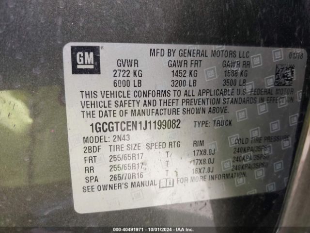 1GCGTCEN1J1199082 Chevrolet Colorado Lt