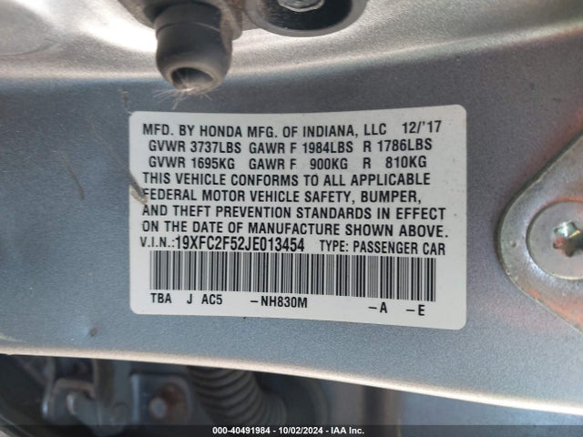 Honda Civic Lx 2018 19XFC2F52JE013454 Image 9