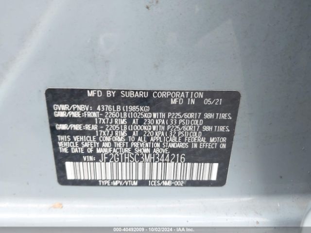 JF2GTHSC3MH344216 Subaru Crosstrek Sport