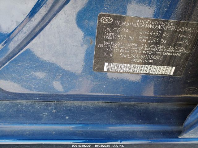 5NPE24AF8FH156812 Hyundai SONATA SE
