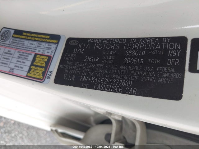 KIA FORTE LX 2015 KNAFK4A62F5372639 Image 9