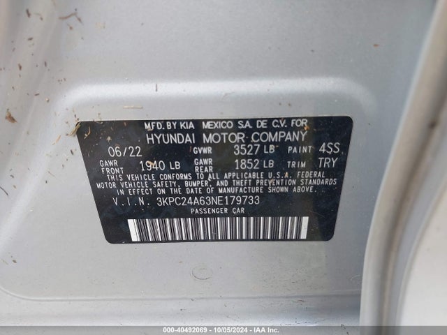 Hyundai ACCENT SE 2022 3KPC24A63NE179733 Image 9