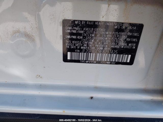 JF2GPAGC9E8297425 Subaru Xv Crosstrek 2.0i Limited
