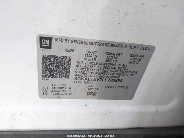 3GKALTEV7LL280898 GMC Terrain Awd Sle