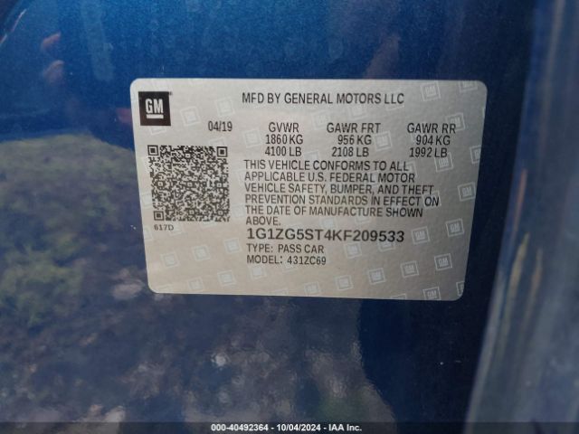 1G1ZG5ST4KF209533 Chevrolet MALIBU RS