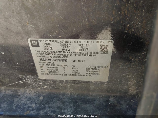 Chevrolet Silverado 1500 1lt 2014 3GCPCREC1EG380790 Image 9