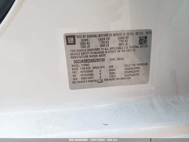 Chevrolet Silverado 1500 2lz 2014 3GCUKSEC5EG255790 Image 9
