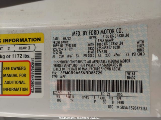 3FMCR9A65NRD85729 Ford Bronco Sport