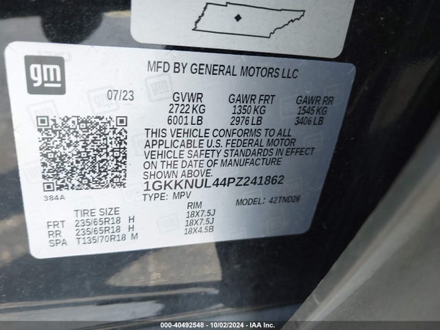 1GKKNUL44PZ241862 GMC Acadia Awd Slt