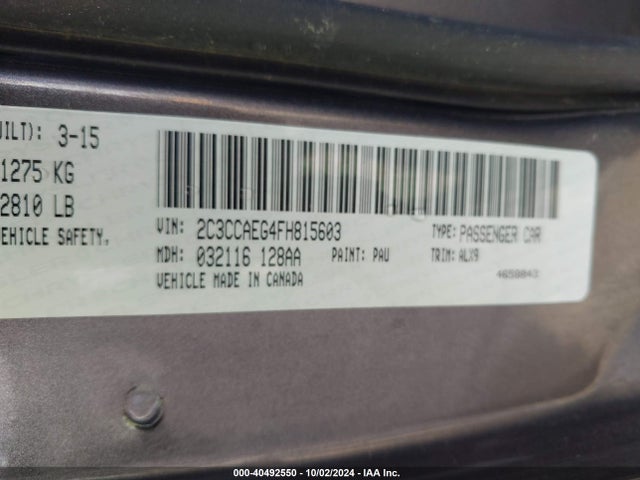 Chrysler 300C 2015 2C3CCAEG4FH815603 Image 9