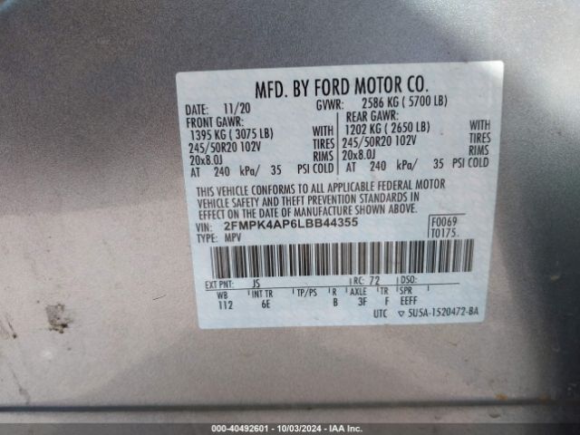 2FMPK4AP6LBB44355 Ford EDGE ST