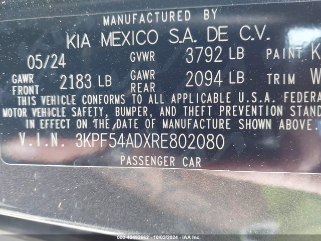 KIA Forte Gt-line 2024 3KPF54ADXRE802080 Image 9