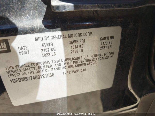 2008 CADILLAC CTS 1G6DM577480121036 Photo 8