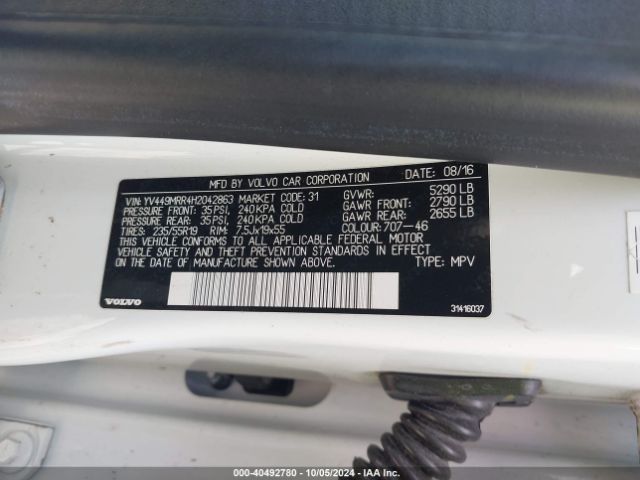 YV449MRR4H2042863 Volvo Xc60 T6 Dynamic
