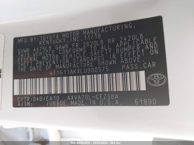 4T1G11AKXLU900575 Toyota CAMRY SE