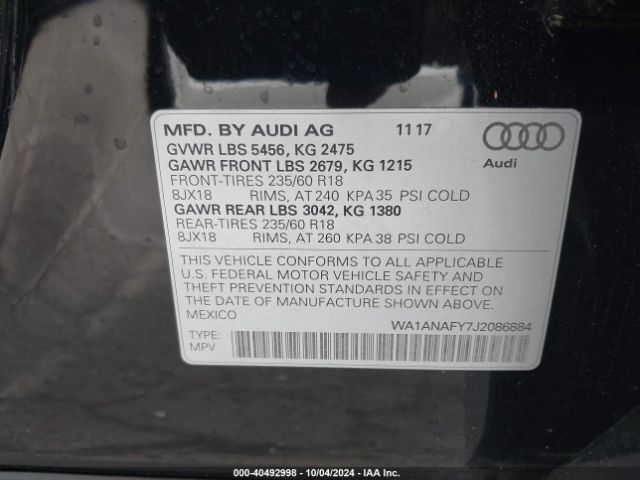 WA1ANAFY7J2086884 Audi Q5