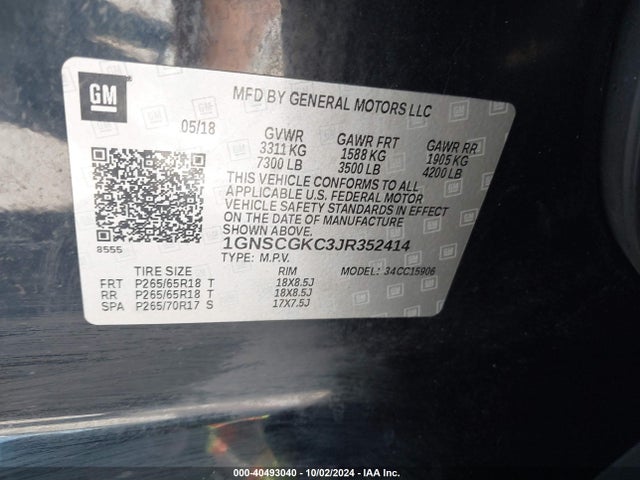 Chevrolet Suburban Ls 2018 1GNSCGKC3JR352414 Image 9