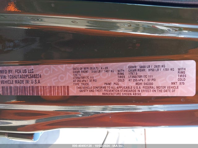 1C6HJTAG2PL548224 Jeep Gladiator Willys 4x4