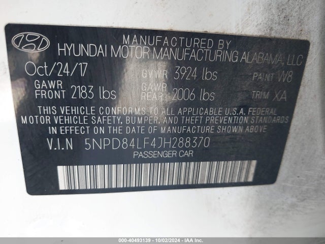 Hyundai Elantra Value Edition 2018 5NPD84LF4JH288370 Image 9
