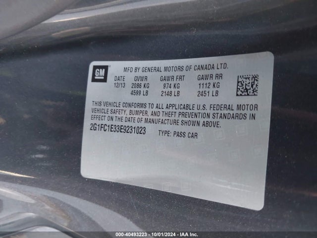 Chevrolet Camaro 2lt 2014 2G1FC1E33E9231023 Image 9