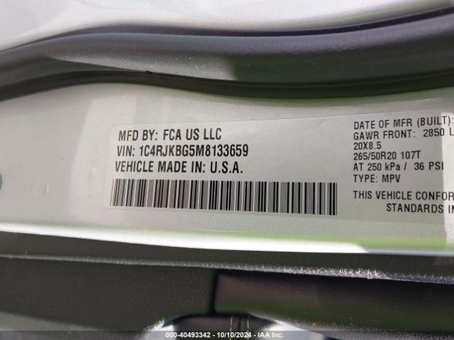 1C4RJKBG5M8133659 Jeep Grand Cherokee L Limited 4x4