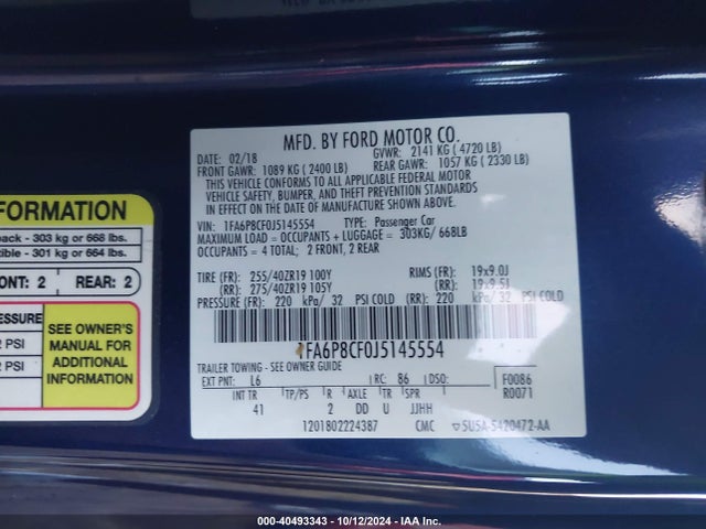 Ford Mustang Gt Premium 2018 1FA6P8CF0J5145554 Image 9