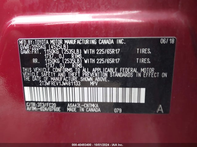 Toyota Rav4 Xle 2018 2T3WFREV1JW481133 Image 9