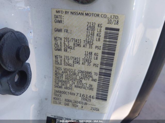 1N6BD0CT4KN716146 Nissan FRONTIER S