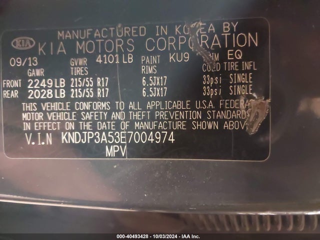 KIA SOUL + 2014 KNDJP3A53E7004974 Image 9