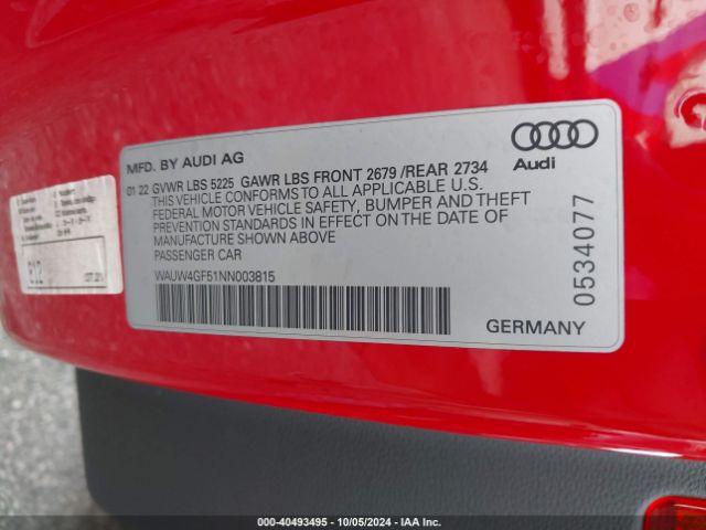 2022 AUDI S5 CABRIOLET WAUW4GF51NN003815 Photo 8