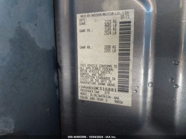 1N4AA6EV2MC516881 Nissan Maxima Sr Xtronic Cvt