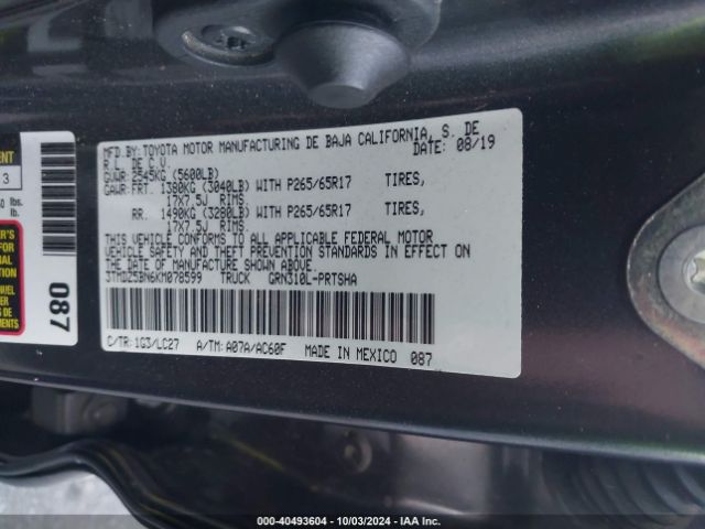 3TMDZ5BN6KM078599 Toyota Tacoma Trd Sport