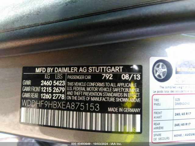 WDDHF9HBXEA875153 Mercedes-Benz E 250 Bluetec 4matic