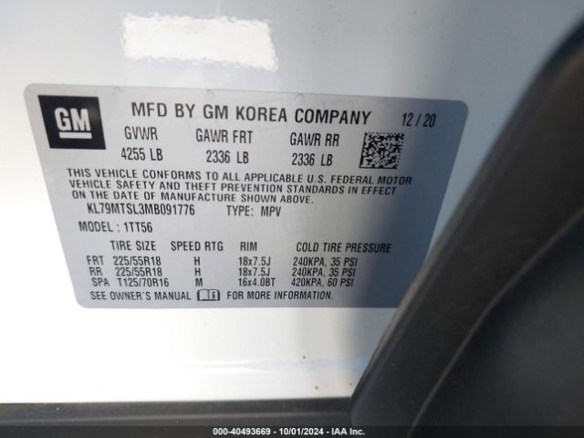 KL79MTSL3MB091776 Chevrolet Trailblazer Fwd Rs