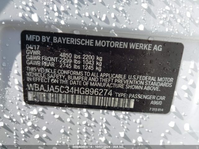 WBAJA5C34HG896274 BMW 530I