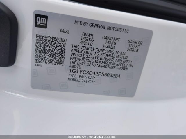 1G1YC3D42P5503284 Chevrolet Corvette Stingray Rwd  3lt