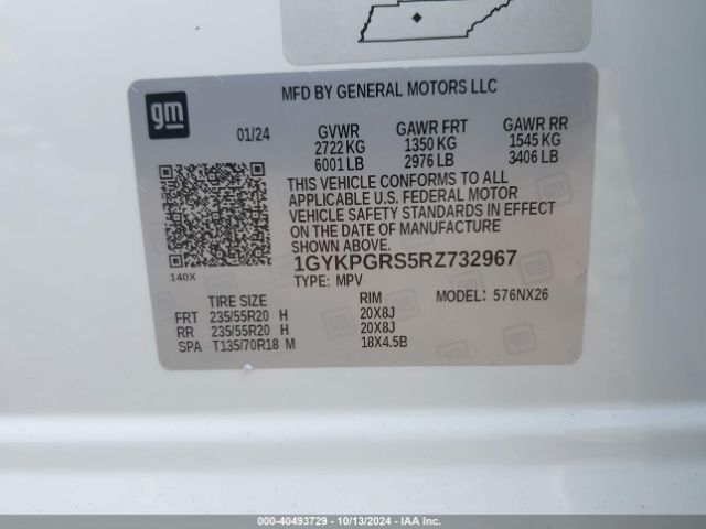 1GYKPGRS5RZ732967 Cadillac XT6 SPORT