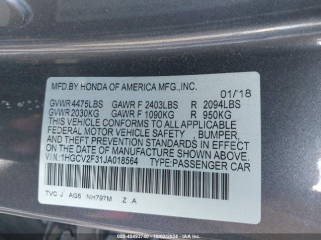 1HGCV2F31JA018564 Honda Accord Sport 2.0t