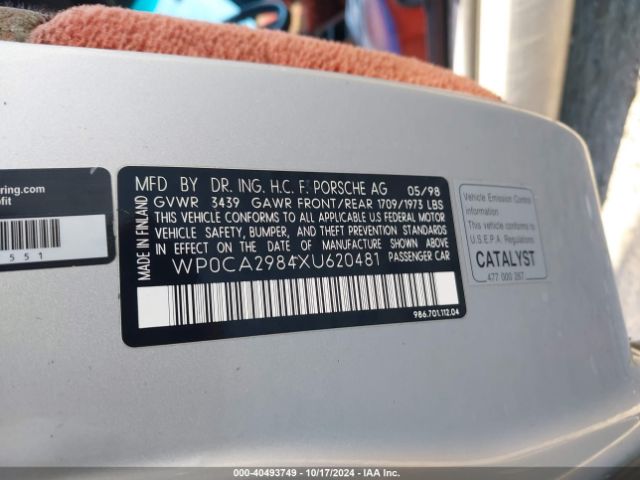 1999 PORSCHE BOXSTER WP0CA2984XU620481 Photo 8