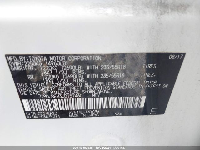JTMDJREV3JD157460 Toyota Rav4 Hybrid Limited