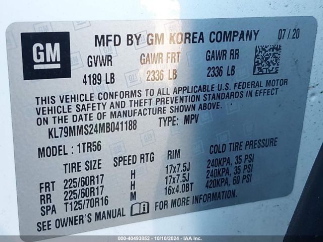KL79MMS24MB041188 Chevrolet Trailblazer Fwd Ls