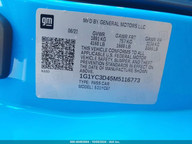 1G1YC3D45M5116773 Chevrolet Corvette Stingray Rwd  3lt
